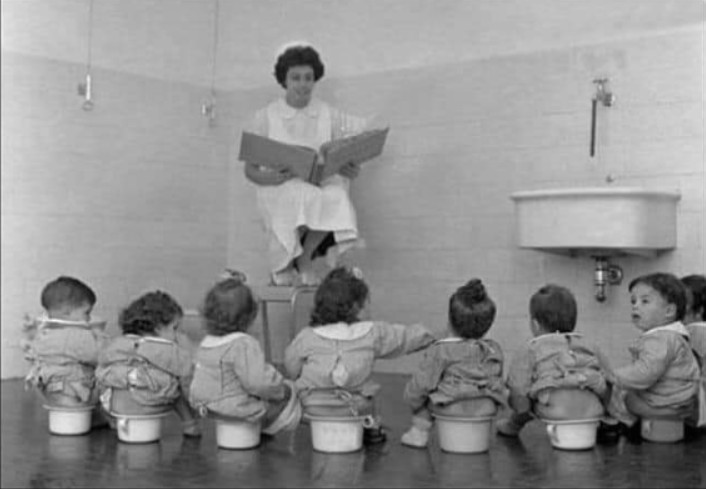 Create meme: on a potty in a kindergarten of the USSR, kindergarten of the USSR, The Soviet pot