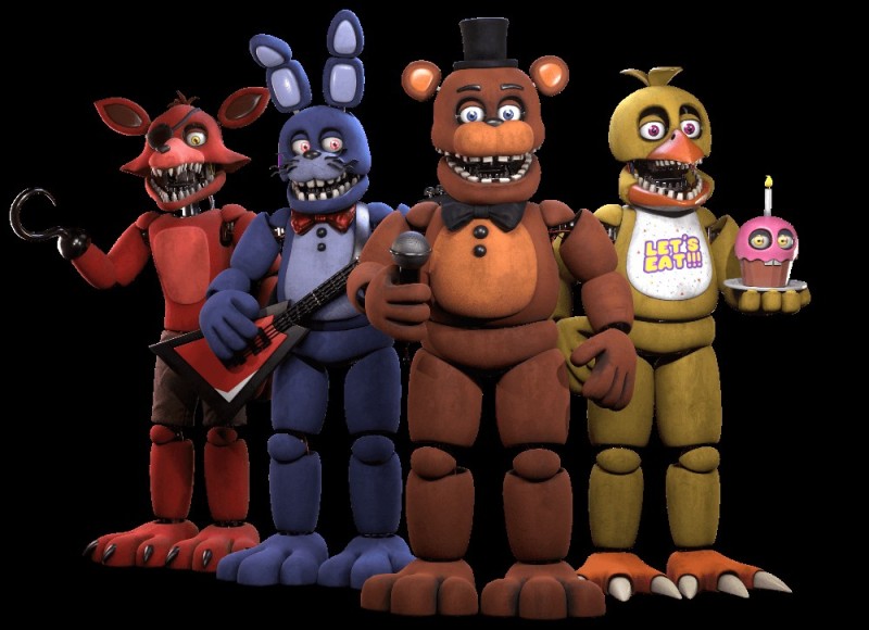 Create meme: unwithered fnaf, Freddy Bonnie Chick Foxy fnaf 2, Freddy's Animatronics