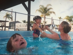 Create meme: the child drowned in the pool meme, meme with swimming pool and children, girl in the pool