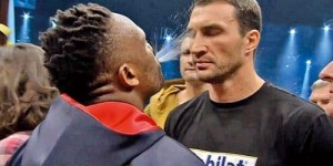 Create meme: spat in the face of bogosec, which British boxer spat in Klitschko's face, chisora Klitschko slap