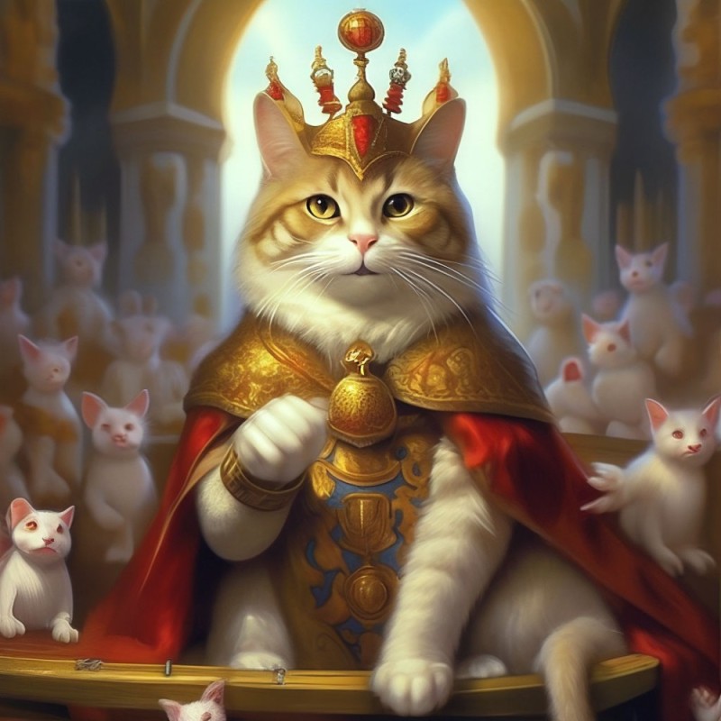 Create meme: The king cat, The emperor cat, The cat is the king of art
