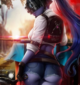 Create meme: girl, pubg - overwatch crossover, widowmaker pubg art