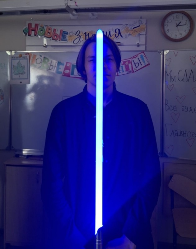 Create meme: A blue lightsaber with a man, A Jedi with a blue sword, Jedi swords