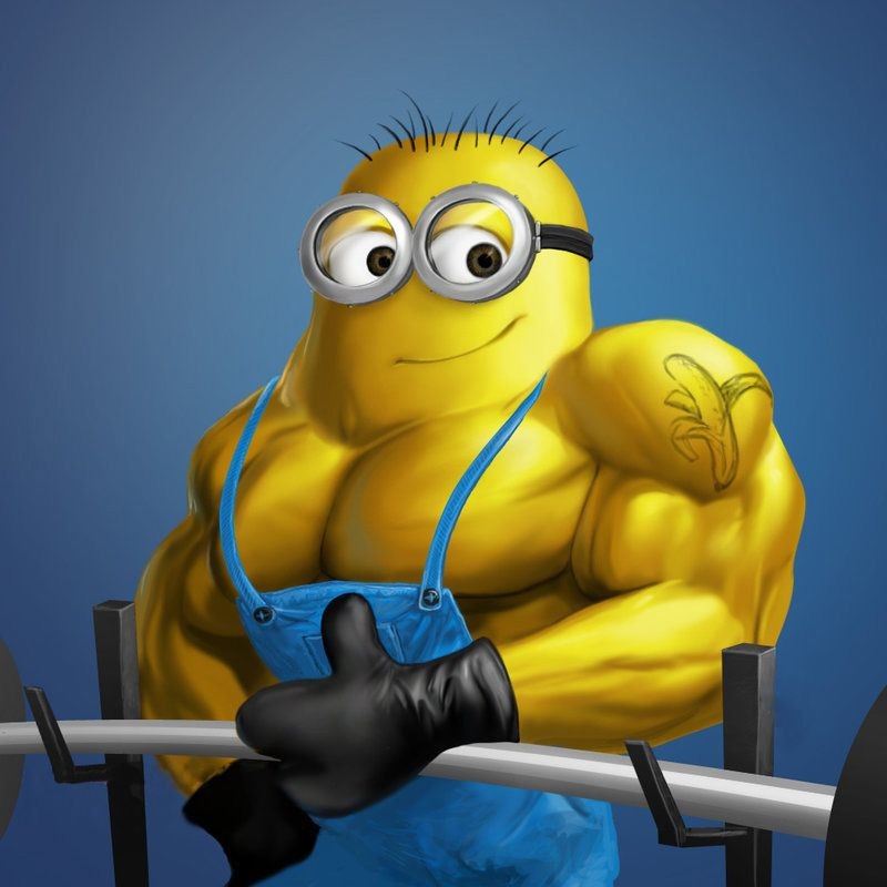 Create meme: pumped up minion, minion Jock, pumped up minion meme