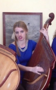 Create meme: woman, Celtic harp