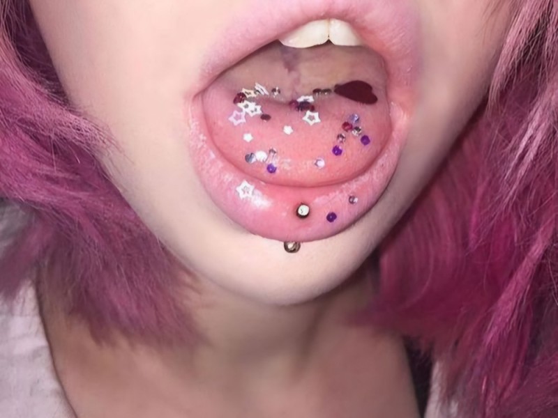 Create meme: lip piercing, facial piercings, tongue piercing