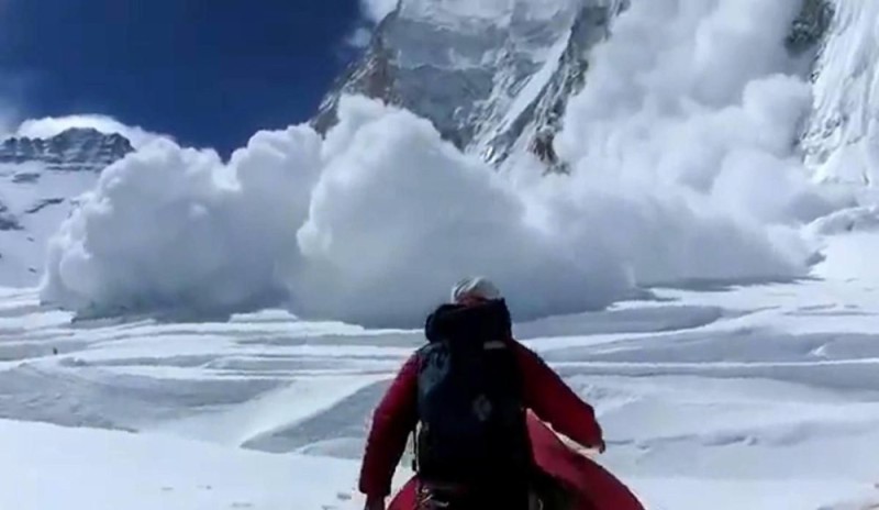 Create meme: avalanche on Everest, snow avalanche, avalanche on Mount Everest 2015