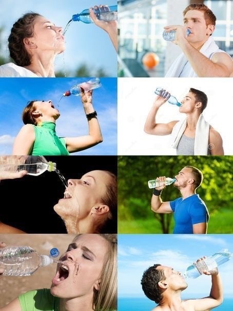 Создать мем: пить воду, женщины не умеют пить воду, человек пьет воду