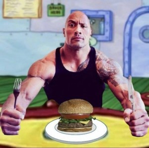 Create meme: people, Dwayne Johnson eating