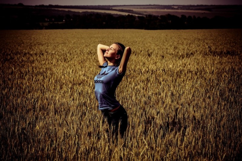 Create meme: wheat field, woman , portrait 