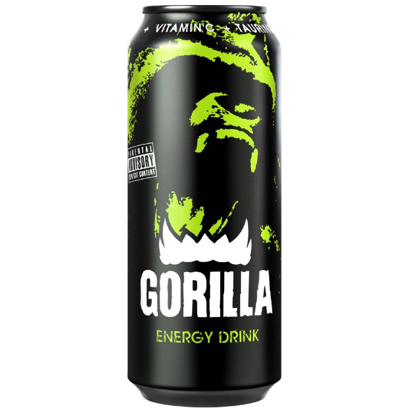Создать мем: 0.45л энергетический напиток горилла, энергетик горилла экстра, энергетический напиток “gorilla” 0,45 л