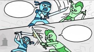 Create meme: a compilation of memes, funny comics, battle the ninja with the green men