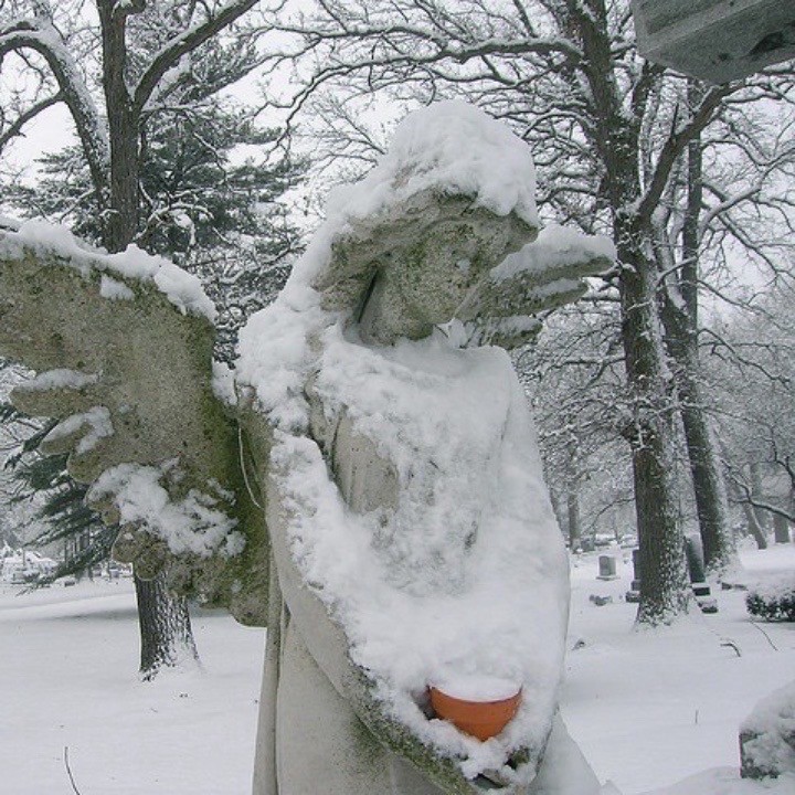 Create meme: Angel of winter, Angel in the snow statue, figure