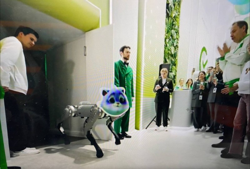 Create meme: the robot cat , a robot from sberbank, robot cat at the congress of young scientists