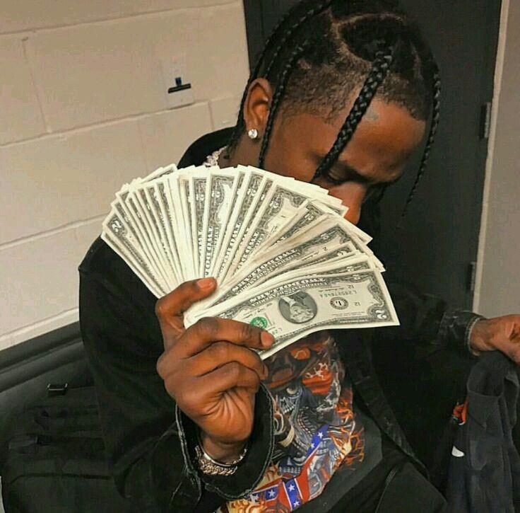 Create meme: Travis Scott, Asap Rocky with money, A rapper with money