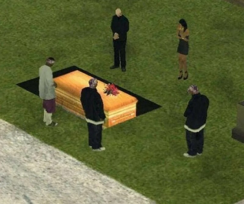 Create meme: gta san andreas funeral, sims funeral, hide friends