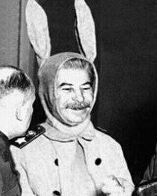 Создать мем: сталин в костюме зайца, сталин с ушами зайца, сталин зайчик