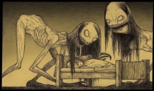 Create meme: creepy monsters figure, to draw terrible drawings, drawings of the horrors of the nightmares