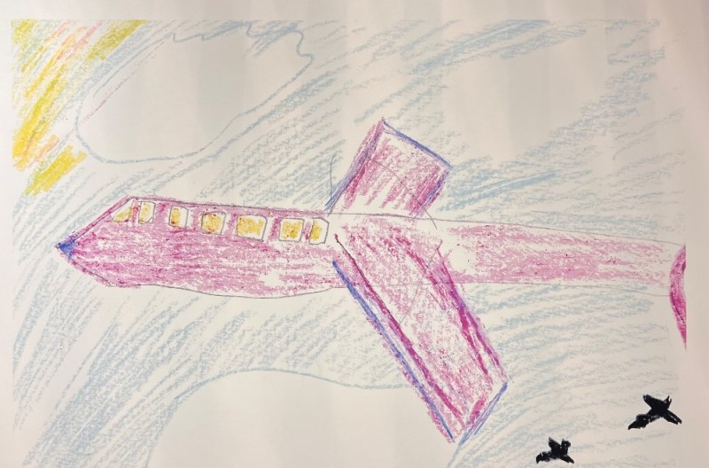 Создать мем: рисуем самолет, рисование самолета в средней, детский рисунок самолета