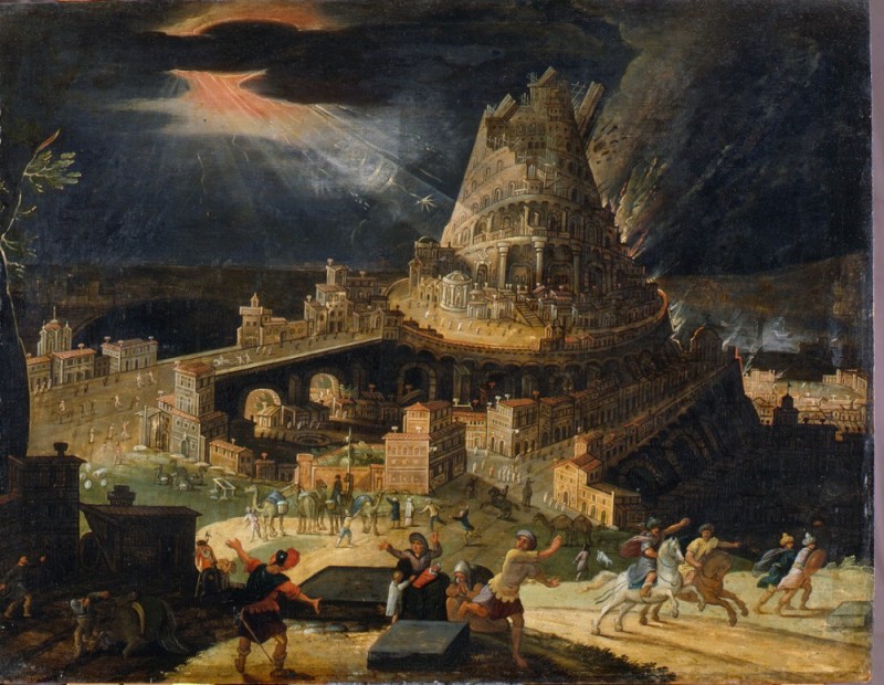 Create meme: martin van falkenborch the tower of babel, the tower of babel painting, the tower of Babel