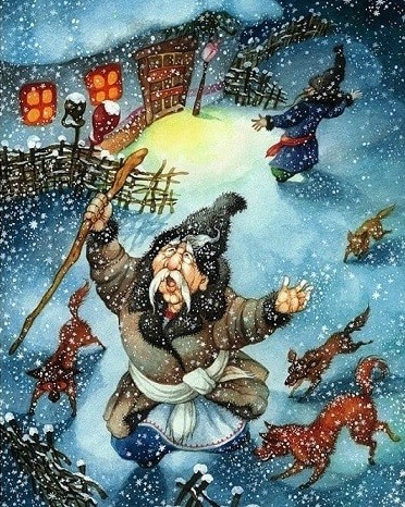 Create meme: gogol the night before Christmas, illustration for the fairy tale the night before Christmas, the night before Christmas illustrations for the story