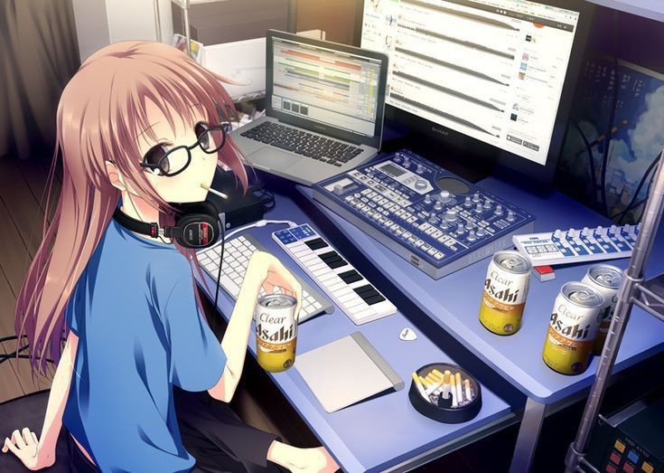Create meme: anime girl programmer, anime hacker, anime