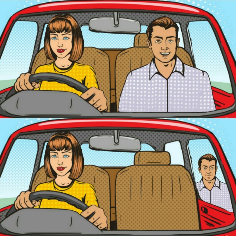 Создать мем: прикольные комиксы, авто, couple in a red car мем