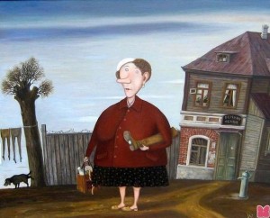 Create meme: the story, paintings of artist Valentin Gubarev, naive art Gubarev fish