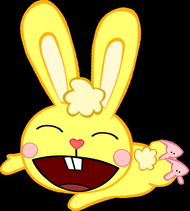 Create meme: yellow hare happy three friends, happy three friends rabbit, Cuddles happy Three friends