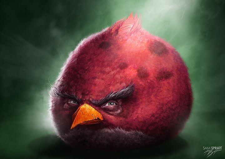 Создать мем: red angry birds, реалистичные птицы энгри бердз, злая птица из энгри бердз