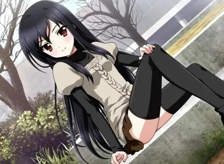 Create meme: tyanka with black hair, accel world kuroyukihime, tyanka is black