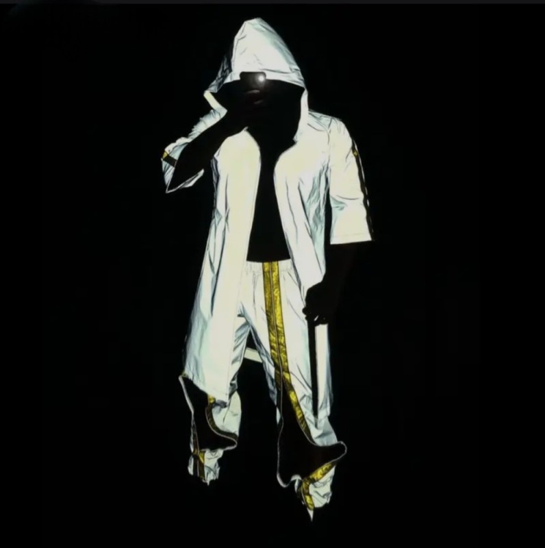 Create meme: reflective raincoat for men, reflective hooded jacket, hip hop costume
