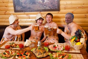Create meme: party in sauna pictures, kebab in the bath, steam room