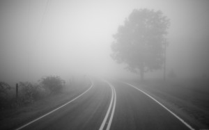 Create meme: road, thick fog, tumani