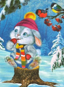 Create meme: Bunny, Christmas cards