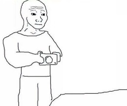 Create meme: a person with a camera meme, a man takes a picture of a meme, unreal pencil drawing meme
