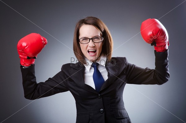 Create meme: business woman, Boxing gloves, woman 