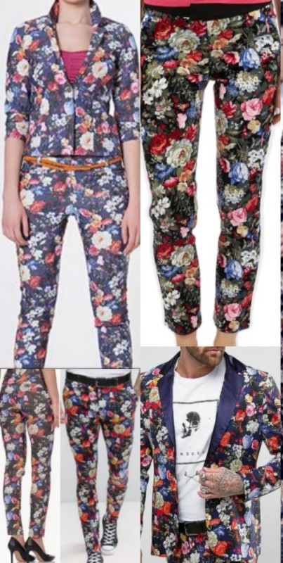 Create meme: trousers with a pattern, trousers are fashionable, jeans with a floral print