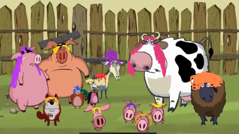 Создать мем: поросёнок мультфильм, мультик про поросенка на ферме, мультфильм про свиней и ферму