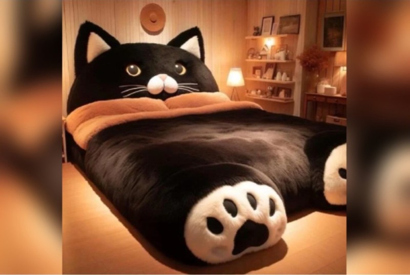 Create meme: soft toy pillow cat, a panda-shaped bed, sofa cushions