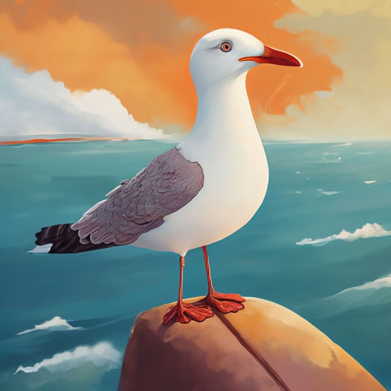 Create meme: Seagull painting, seagull birds, Seagulls painting