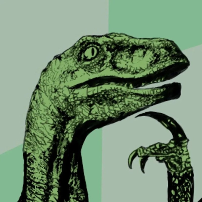 Создать мем: философораптор, мем динозавр философ, динозавр думает мем