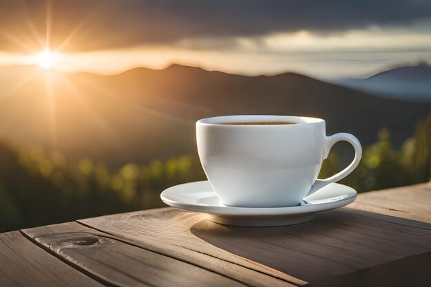 Создать мем: чашка кофе на рассвете, утро кофе, утро красивое