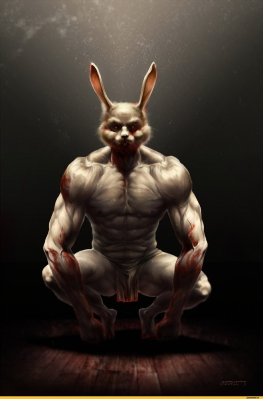 Create meme: evil Bunny, The Demonic Rabbit by Trevor Henderson, angry bunny