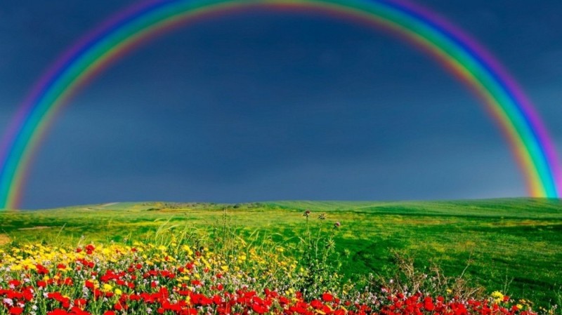 Создать мем: полная радуга, пейзаж с радугой, радуга в природе