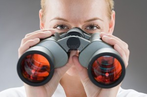 Create meme: man with binoculars, woman with binoculars