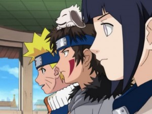 Create meme: naruto season 1 160, Kiba hinata and Shino, naruto and hinata first kiss