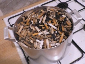 Create meme: ashtray with cigarette butts