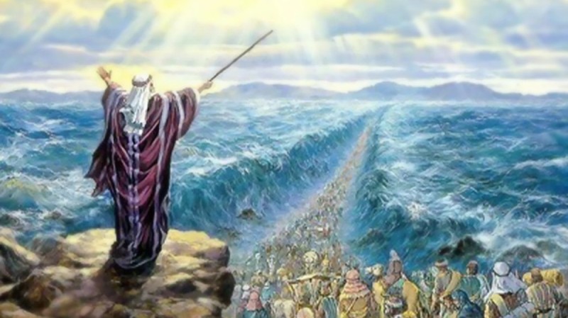 Create meme: Jews crossing the red sea, the exodus of the Jews from Egypt, Moses and the sea