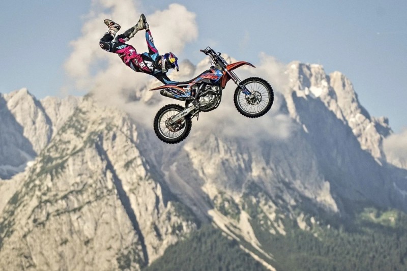 Create meme: motorcycle freestyle FMX, extreme sports, red bull motocross freestyle